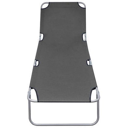vidaXL Sunlounger | Grey | Powder-coated steel | 189 x 58 x 27 cm | Foldable