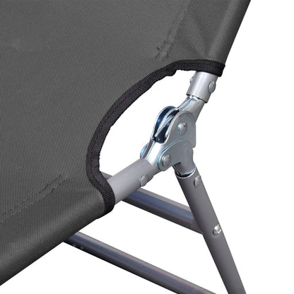 vidaXL Sunlounger | Grey | Powder-coated steel | 189 x 58 x 27 cm | Foldable