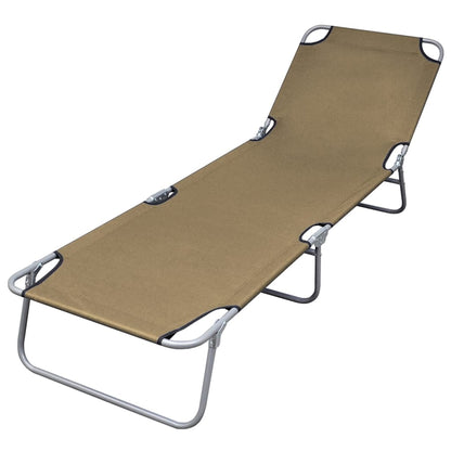vidaXL Sunlounger | Taupe | Powder-Coated Steel | 189 x 58 x 27 cm | Foldable