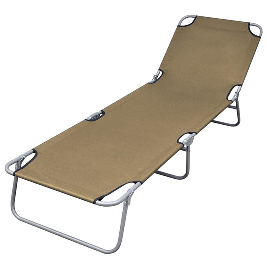 vidaXL Sunlounger | Taupe | Powder-Coated Steel | 189 x 58 x 27 cm | Foldable