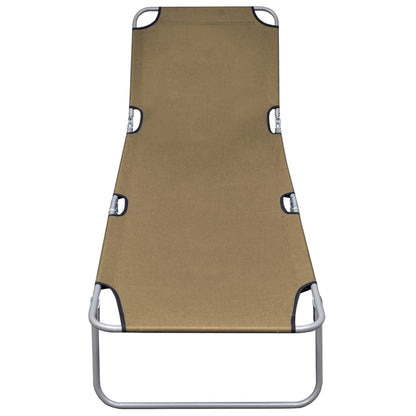 vidaXL Sunlounger | Taupe | Powder-Coated Steel | 189 x 58 x 27 cm | Foldable