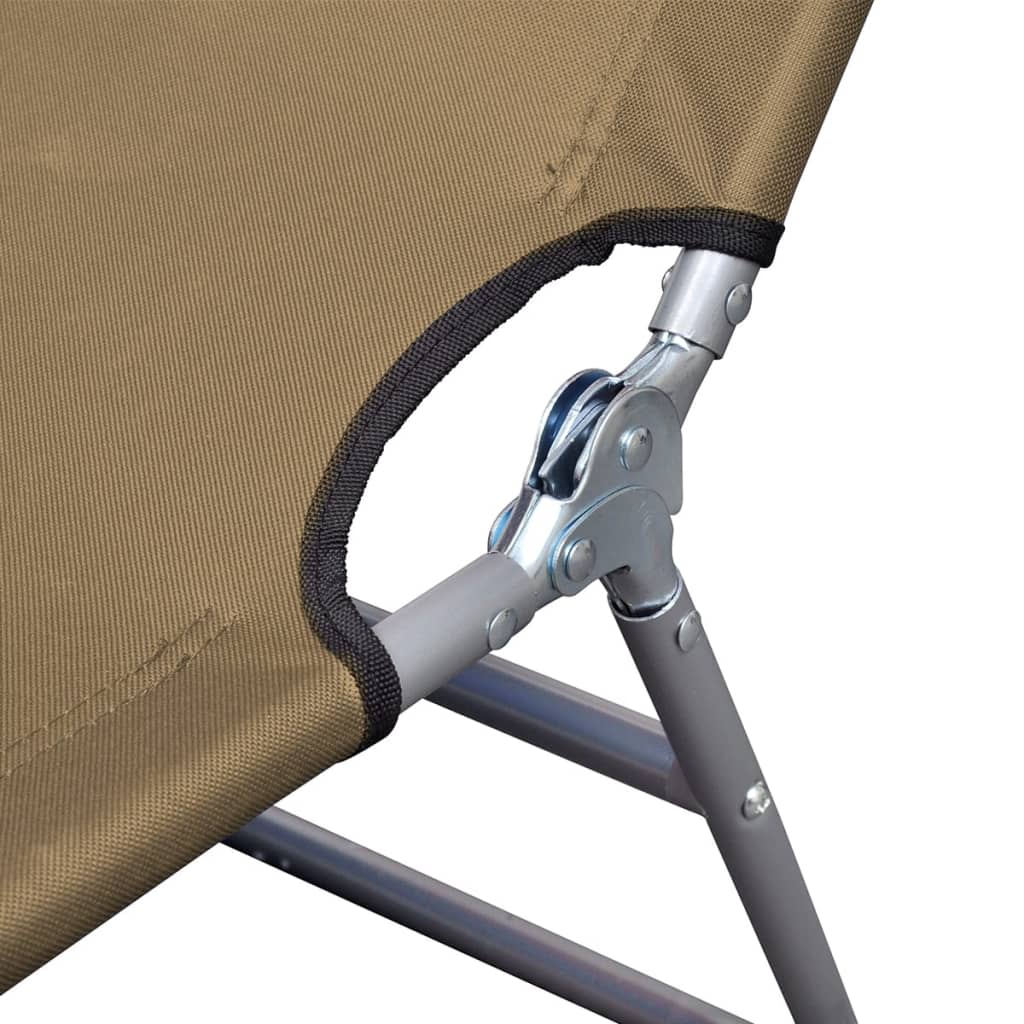 vidaXL Sunlounger | Taupe | Powder-Coated Steel | 189 x 58 x 27 cm | Foldable