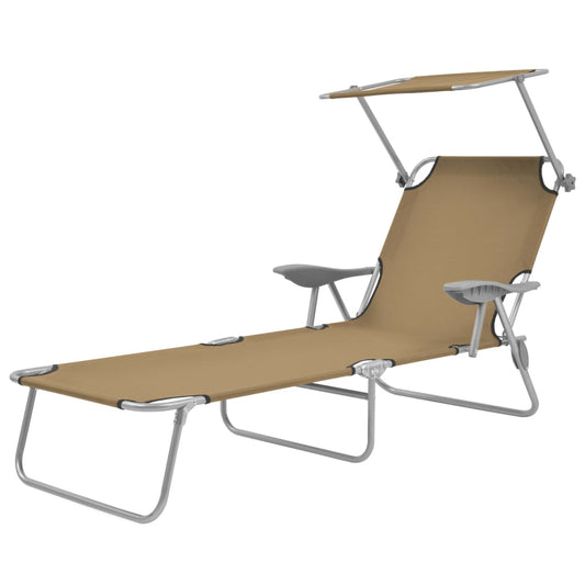 vidaXL Sunlounger | Taupe | Powder-coated steel, Oxford fabric | Medium