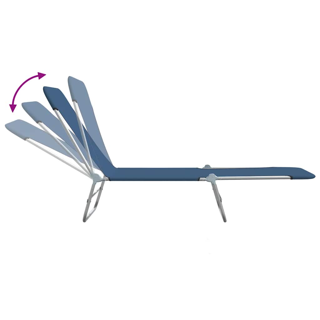 vidaXL Sunlounger | Set of 2 | Blue | Powder-coated steel | Standard | Foldable