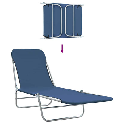 vidaXL Sunlounger | Set of 2 | Blue | Powder-coated steel | Standard | Foldable