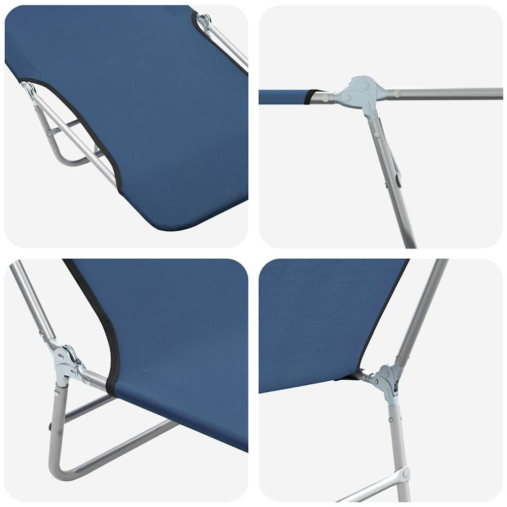 vidaXL Sunlounger | Set of 2 | Blue | Powder-coated steel | Standard | Foldable