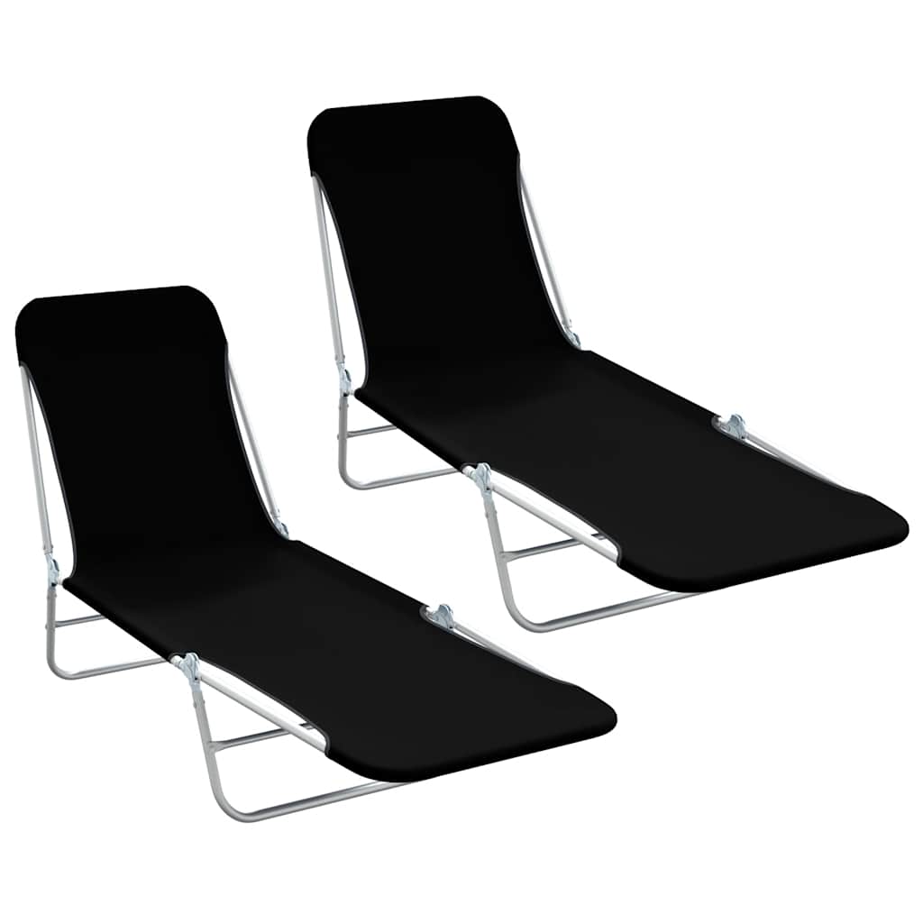 vidaXL Sunlounger | Set of 2 | Black