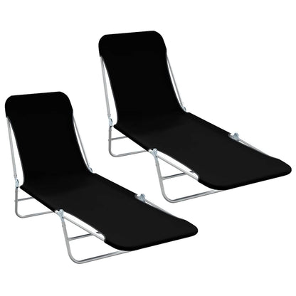 vidaXL Sunlounger | Set of 2 | Black