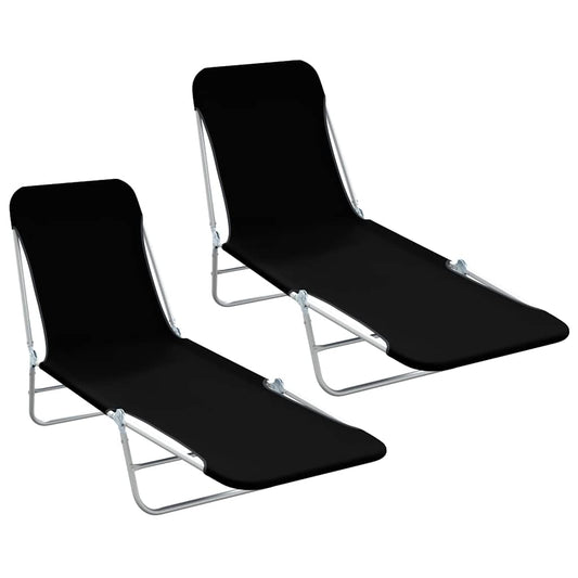 vidaXL Sunlounger | Set of 2 | Black