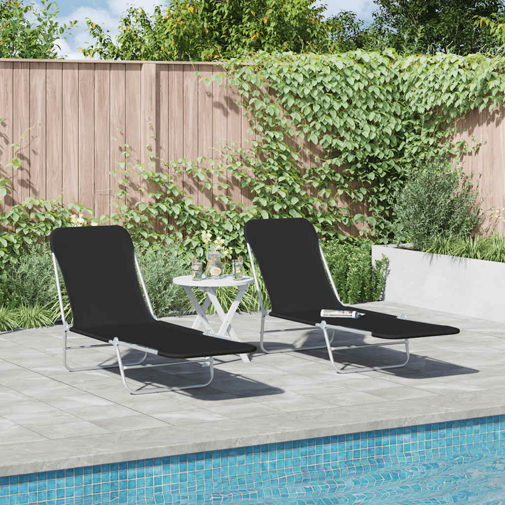 vidaXL Sunlounger | Set of 2 | Black