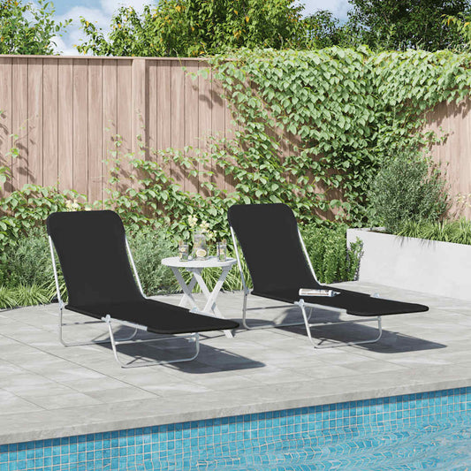 vidaXL Sunlounger | Set of 2 | Black