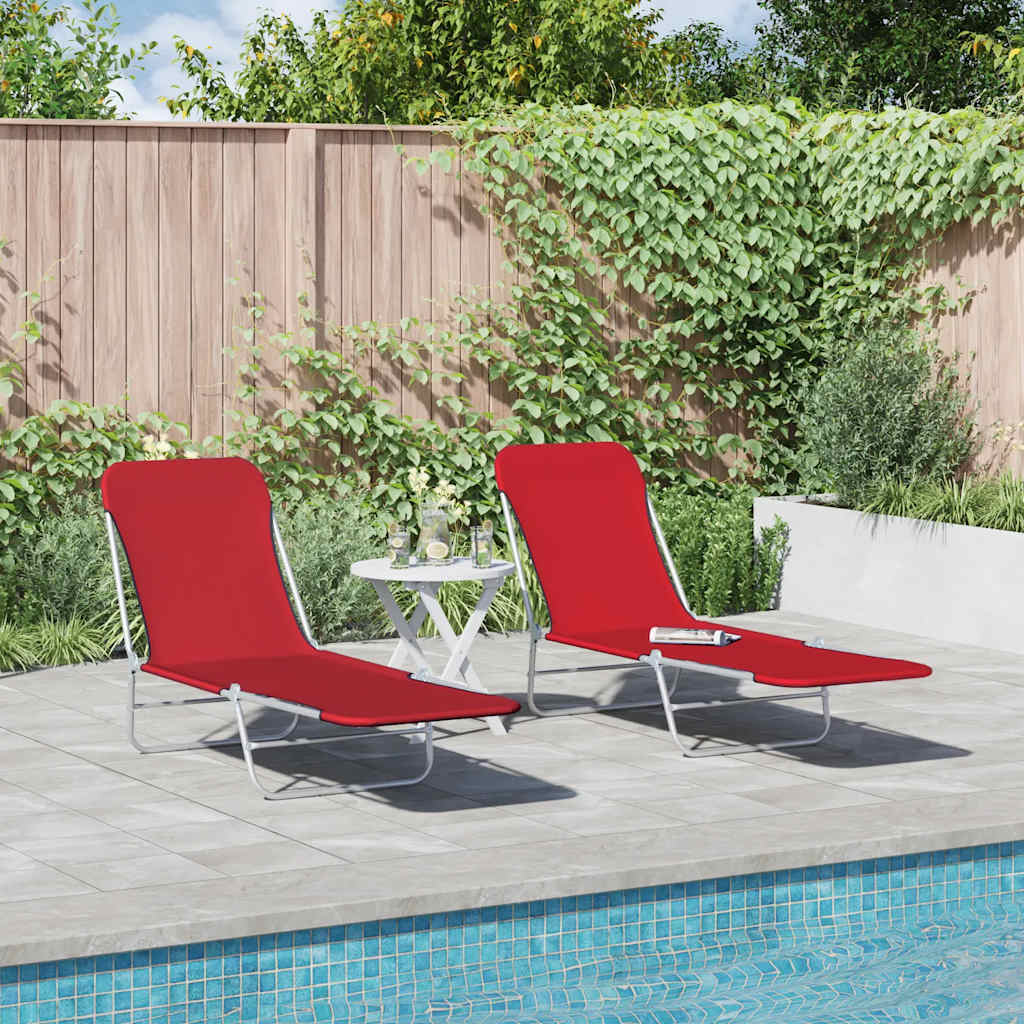 vidaXL Sunlounger | Set of 2 | Red