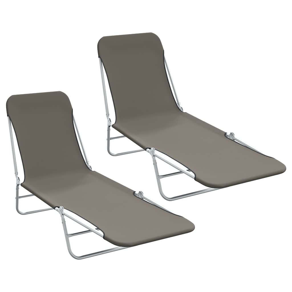 vidaXL Sunlounger | Set of 2 | Grey | Powder-coated steel