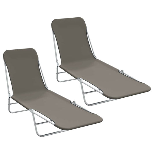vidaXL Sunlounger | Set of 2 | Grey | Powder-coated steel