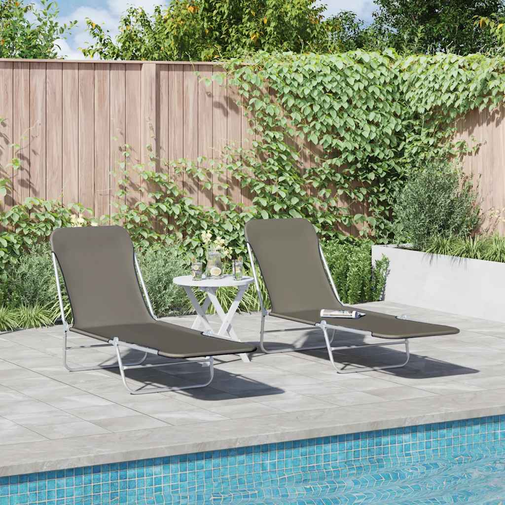 vidaXL Sunlounger | Set of 2 | Grey | Powder-coated steel
