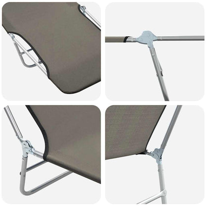 vidaXL Sunlounger | Set of 2 | Grey | Powder-coated steel