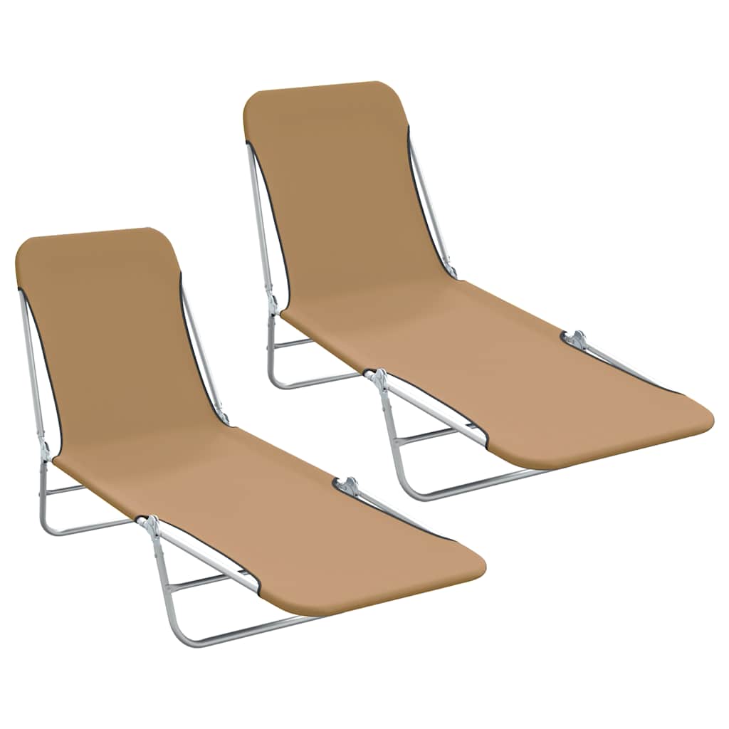 vidaXL Sunlounger | Set of 2 | Taupe | Powder-coated steel