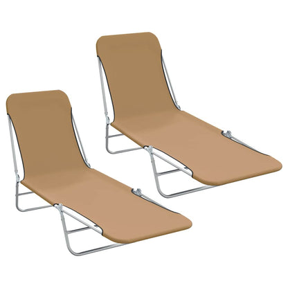 vidaXL Sunlounger | Set of 2 | Taupe | Powder-coated steel