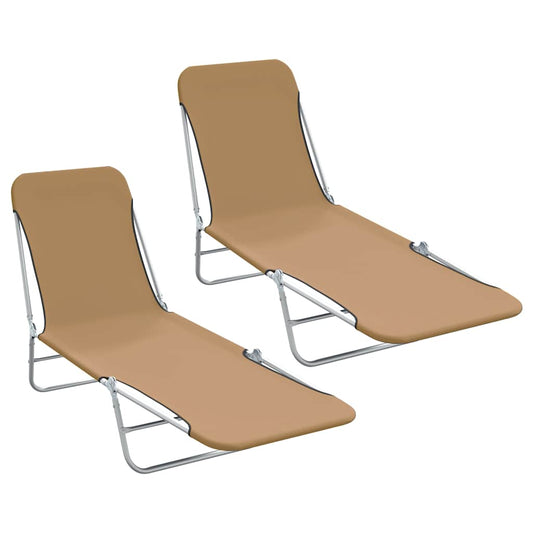 vidaXL Sunlounger | Set of 2 | Taupe | Powder-coated steel