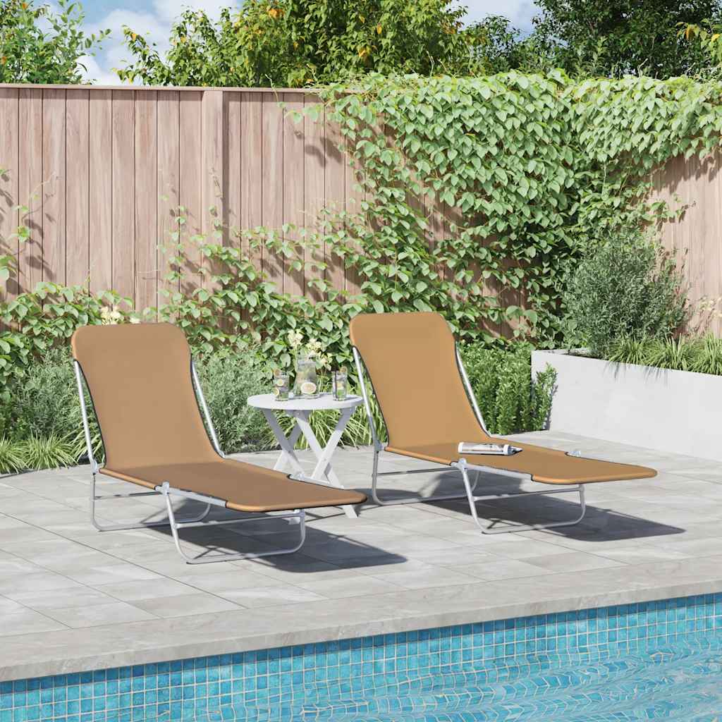 vidaXL Sunlounger | Set of 2 | Taupe | Powder-coated steel