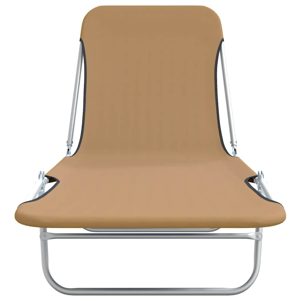 vidaXL Sunlounger | Set of 2 | Taupe | Powder-coated steel