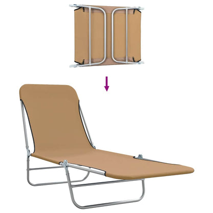 vidaXL Sunlounger | Set of 2 | Taupe | Powder-coated steel