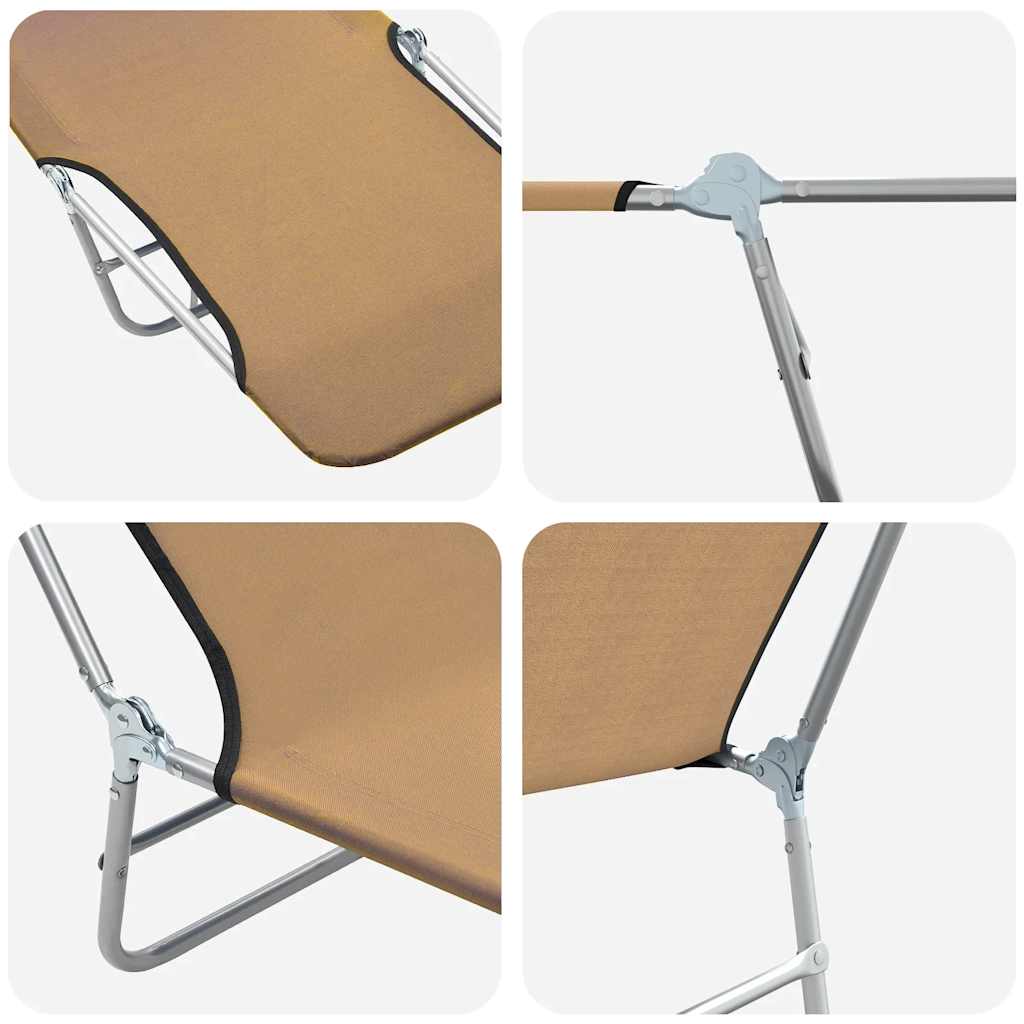 vidaXL Sunlounger | Set of 2 | Taupe | Powder-coated steel