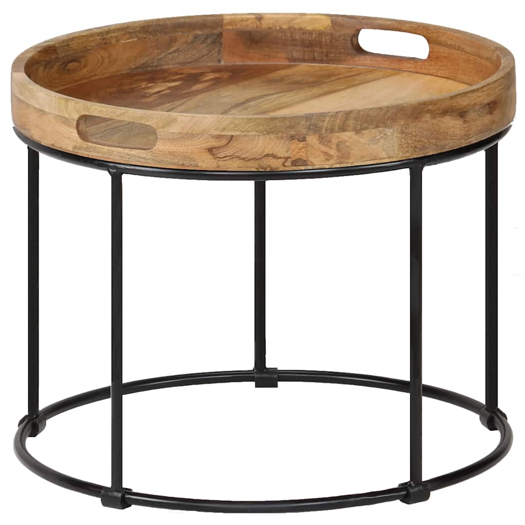 246672 vidaXL Coffee Table Solid Mange Wood and Steel 50x40 cm