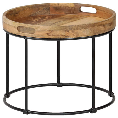 246672 vidaXL Coffee Table Solid Mange Wood and Steel 50x40 cm
