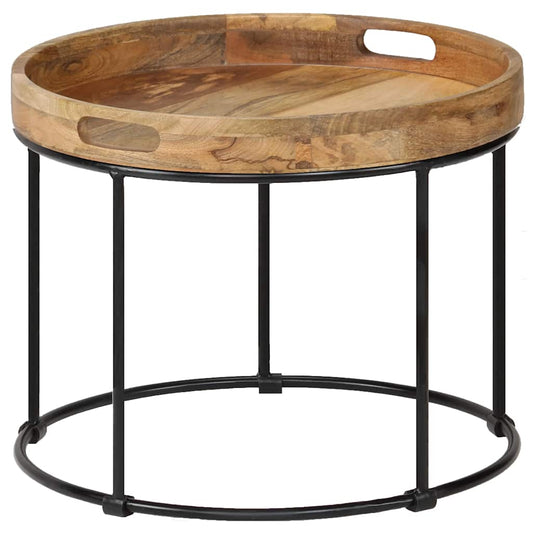 246672 vidaXL Coffee Table Solid Mange Wood and Steel 50x40 cm