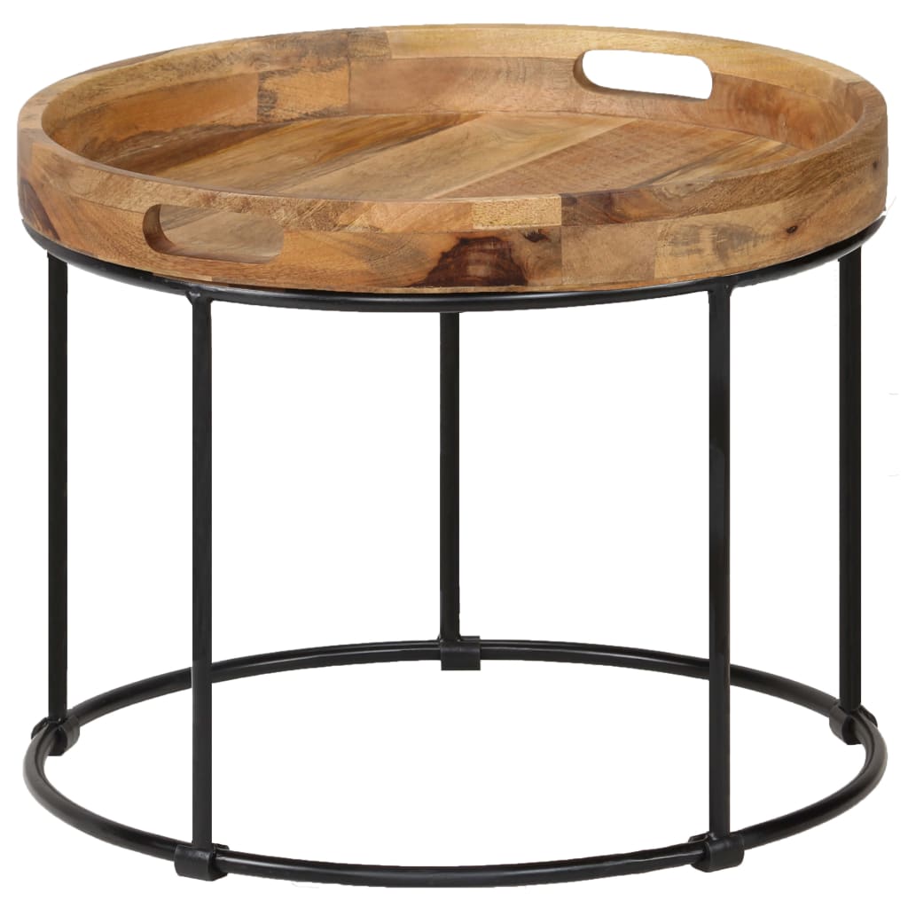 vidaXL Coffee Table Solid Mange Wood and Steel 50x40 cm