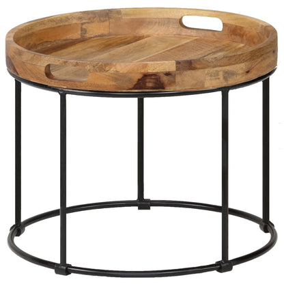 vidaXL Coffee Table Solid Mange Wood and Steel 50x40 cm