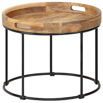 vidaXL Coffee Table Solid Mange Wood and Steel 50x40 cm