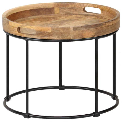 246672 vidaXL Coffee Table Solid Mange Wood and Steel 50x40 cm