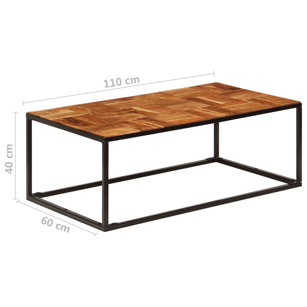 vidaXL Coffee Table 110x60x40 cm Solid Acacia Wood and Steel