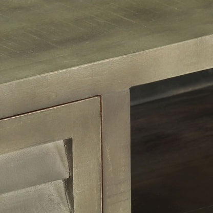 vidaXL TV Cabinet Solid Mango Wood Grey with Brass 110x30x48 cm