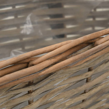 vidaXL Balcony Planter 2 pcs Wicker with PE Lining 40 cm