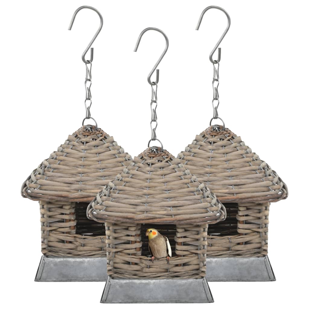 vidaXL Bird Houses 3 pcs Wicker