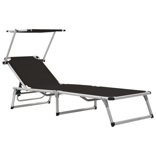 vidaXL Sun Lounger | Black | Aluminium | Standard |  Foldable  | Beach Chair