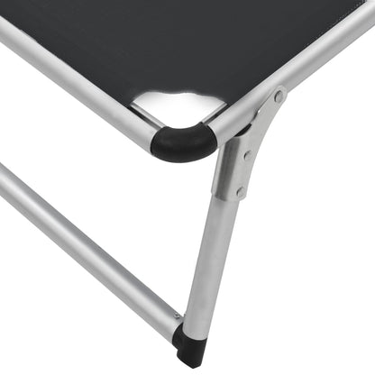 vidaXL Folding Sun Lounger with Roof Aluminium and Textilene Black