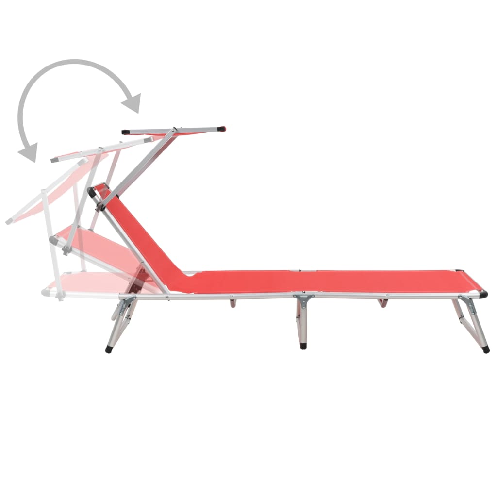 vidaXL Sun Lounger | Red | Aluminium, Textilene | Standard | Foldable