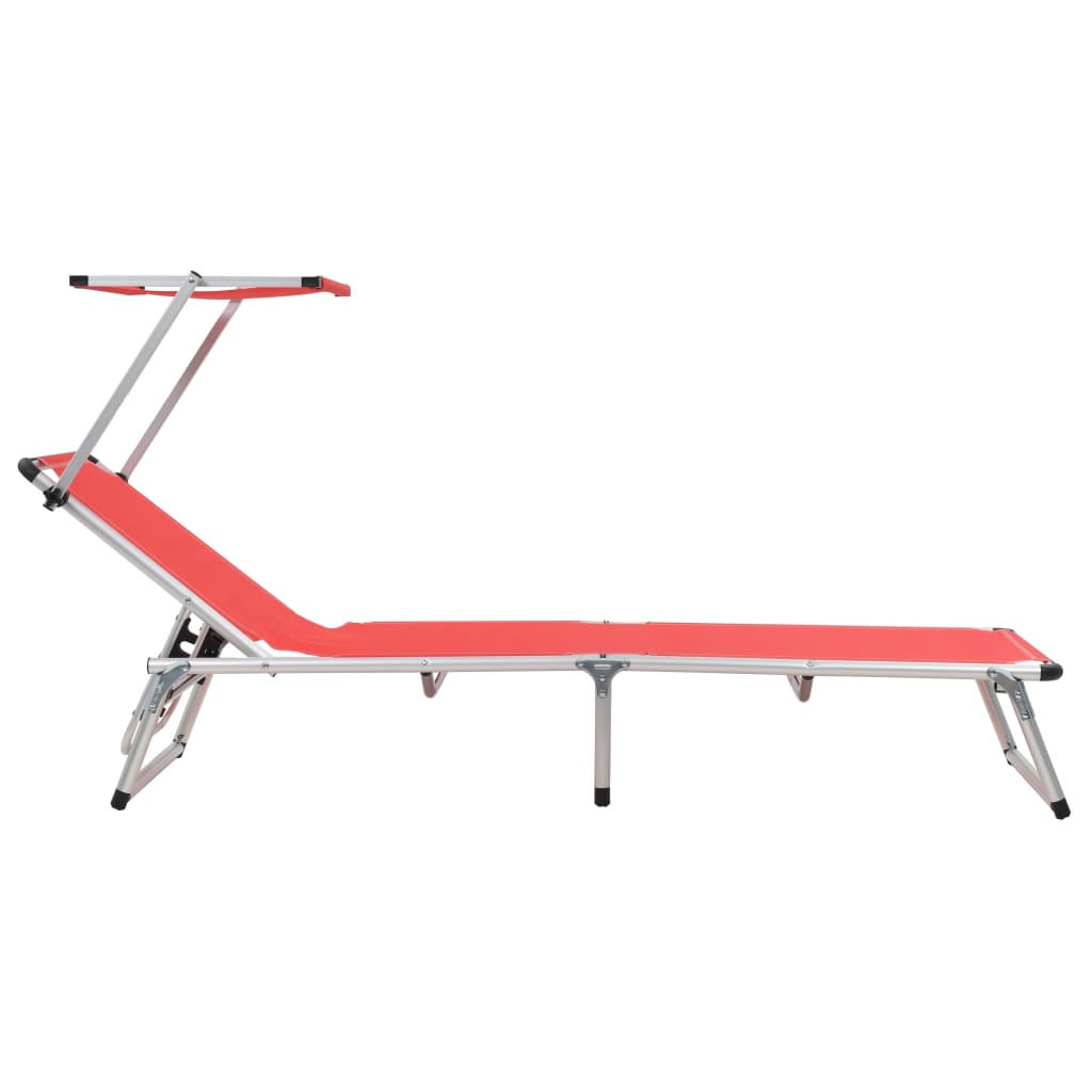 vidaXL Sun Lounger | Red | Aluminium, Textilene | Standard | Foldable