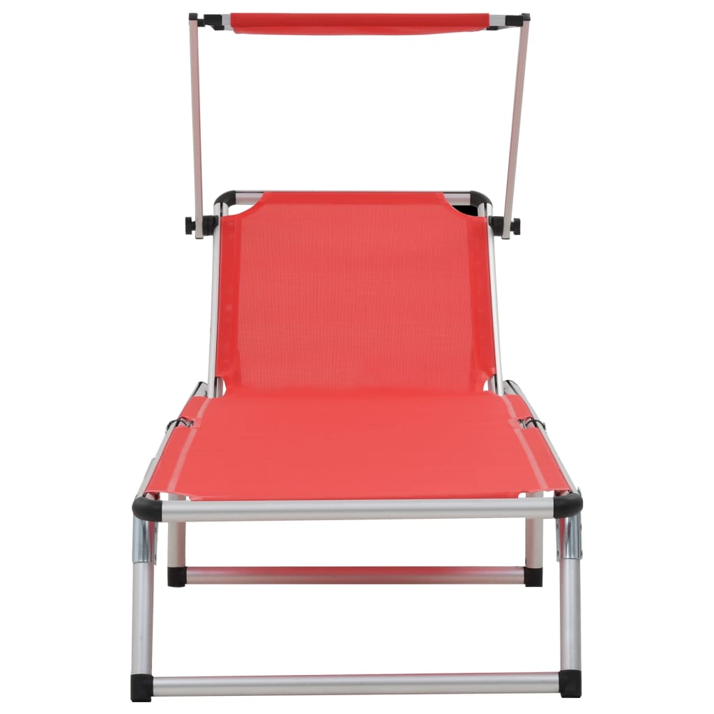 vidaXL Sun Lounger | Red | Aluminium, Textilene | Standard | Foldable