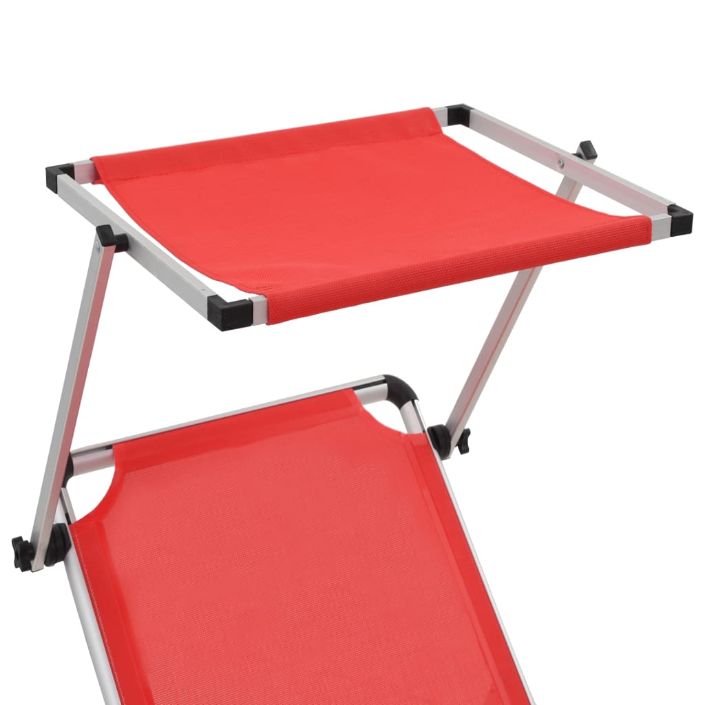 vidaXL Sun Lounger | Red | Aluminium, Textilene | Standard | Foldable