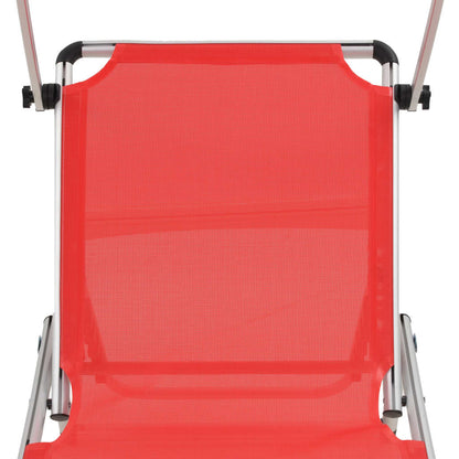 vidaXL Sun Lounger | Red | Aluminium, Textilene | Standard | Foldable