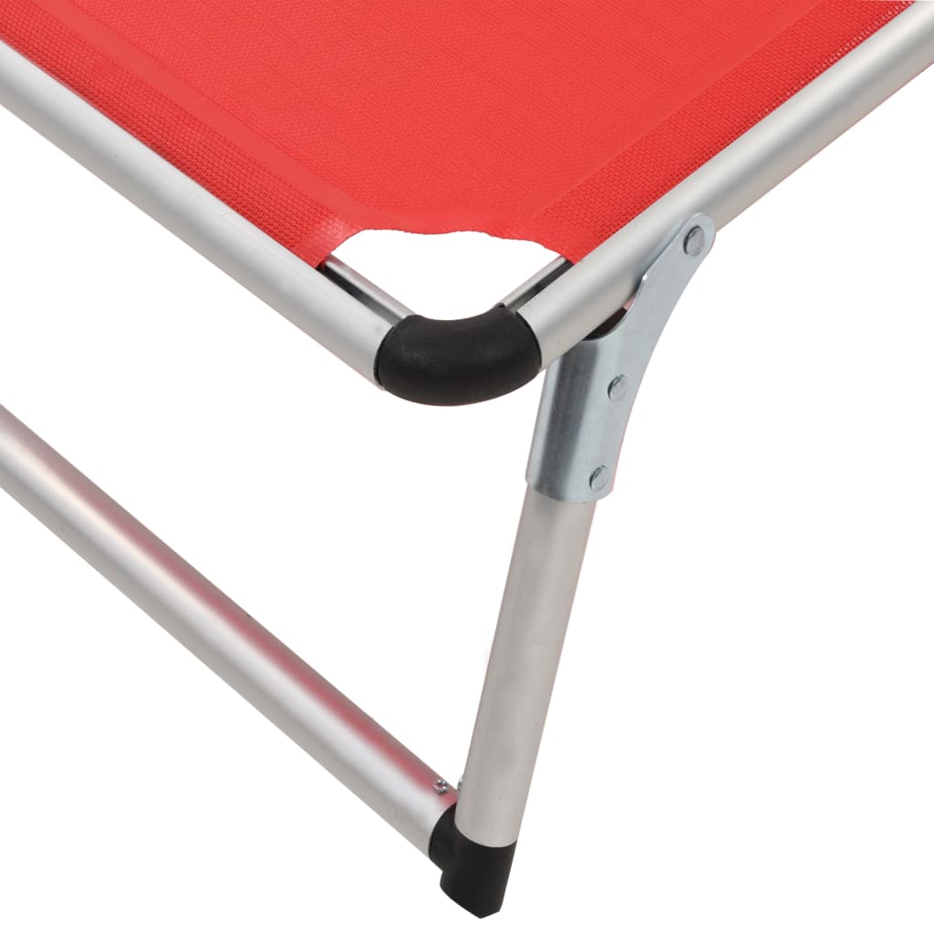 vidaXL Sun Lounger | Red | Aluminium, Textilene | Standard | Foldable