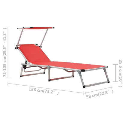 vidaXL Sun Lounger | Red | Aluminium, Textilene | Standard | Foldable