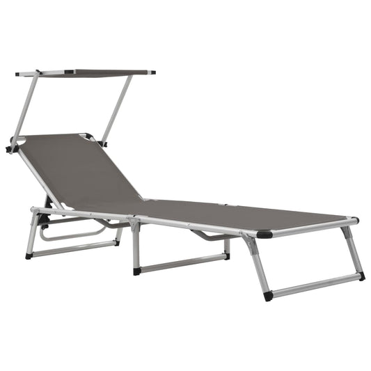 vidaXL Sun Lounger | Grey | Aluminium, steel and textilene | Medium | Foldable