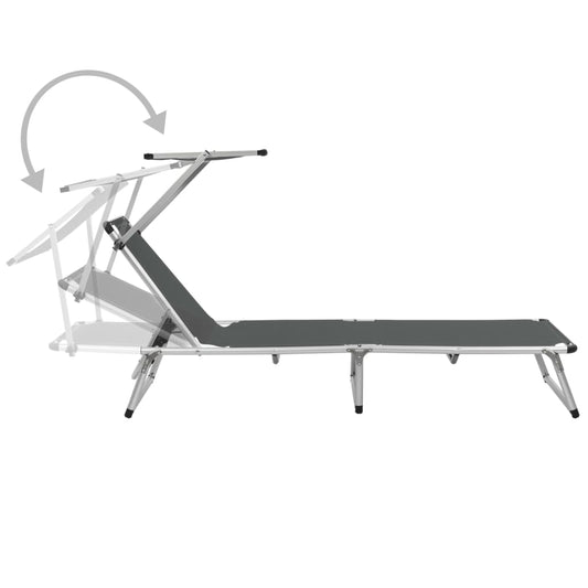 vidaXL Sun Lounger | Grey | Aluminium, steel and textilene | Medium | Foldable