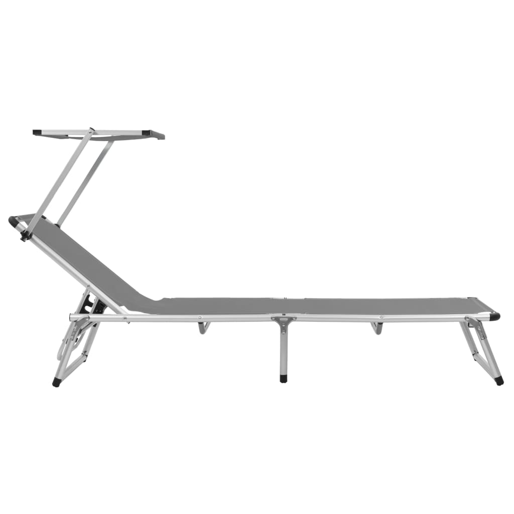 vidaXL Sun Lounger | Grey | Aluminium, steel and textilene | Medium | Foldable